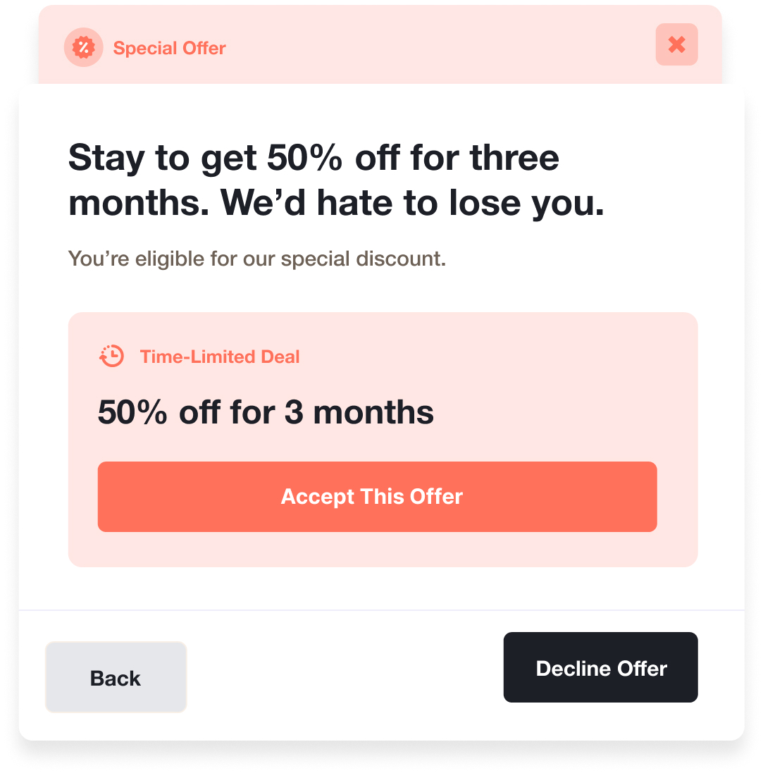 Final Offer interface with retention options